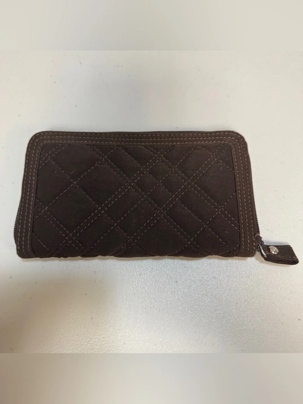 VERA BRADLEY Wallet Quilted Brown Zip Money Holder Zebra Stripe Chocolate Classi - Picture 3 of 10